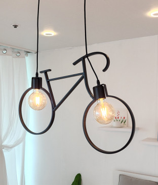 바이크 2등 펜던트조명, LED식탁등, 키즈조명 (블랙)